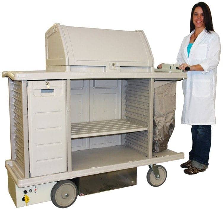 New Motorized Retrofit Cart Kit eliminates strains and pains from pushing heavy housekeeping, linen, waste hoppers, foodservice, money, or vending carts.